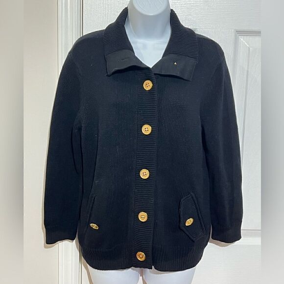 Lauren Ralph Lauren Gold button cardigan size L - Picture 1 of 8